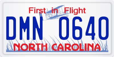 NC license plate DMN0640