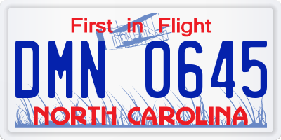 NC license plate DMN0645
