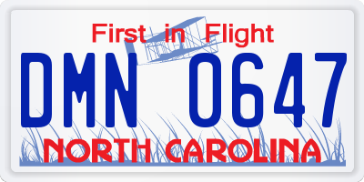 NC license plate DMN0647