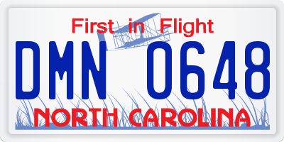 NC license plate DMN0648