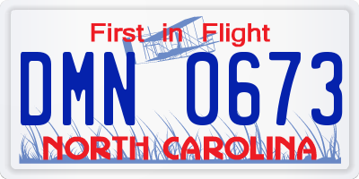 NC license plate DMN0673