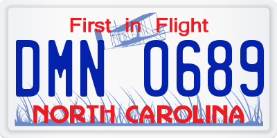 NC license plate DMN0689