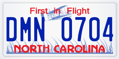 NC license plate DMN0704