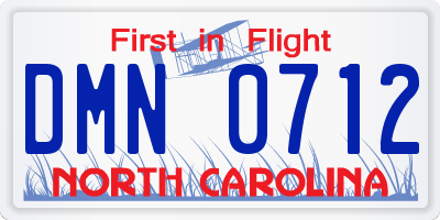 NC license plate DMN0712