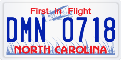 NC license plate DMN0718