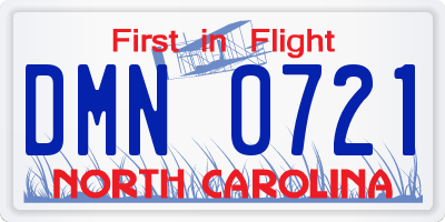 NC license plate DMN0721