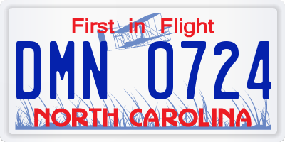 NC license plate DMN0724