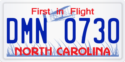 NC license plate DMN0730