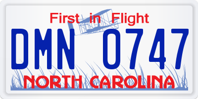 NC license plate DMN0747