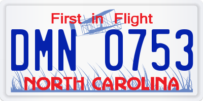 NC license plate DMN0753