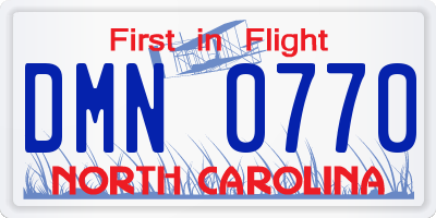 NC license plate DMN0770