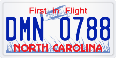 NC license plate DMN0788
