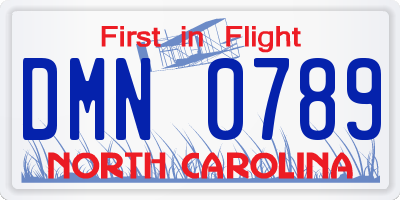 NC license plate DMN0789