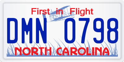 NC license plate DMN0798