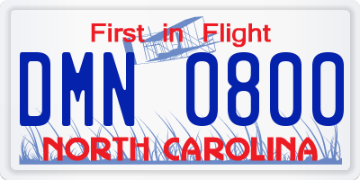NC license plate DMN0800