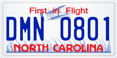 NC license plate DMN0801
