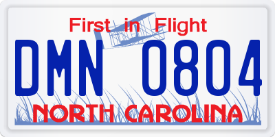 NC license plate DMN0804