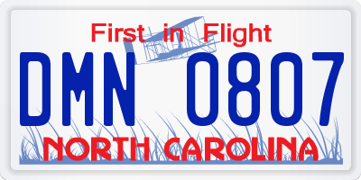 NC license plate DMN0807