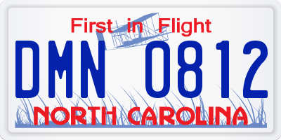 NC license plate DMN0812