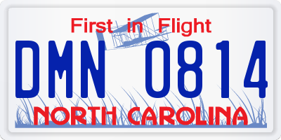 NC license plate DMN0814