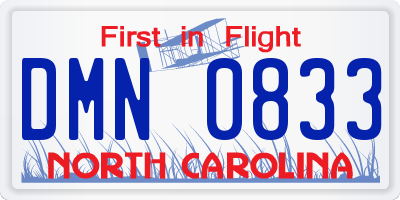 NC license plate DMN0833