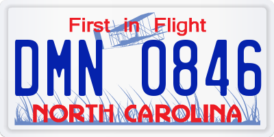 NC license plate DMN0846