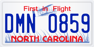 NC license plate DMN0859