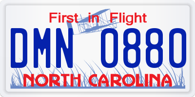 NC license plate DMN0880