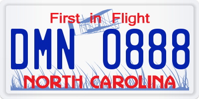 NC license plate DMN0888