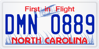 NC license plate DMN0889