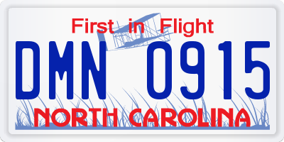 NC license plate DMN0915