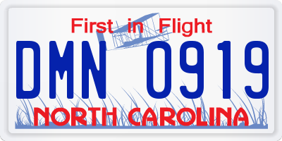 NC license plate DMN0919