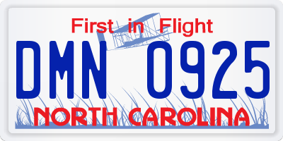 NC license plate DMN0925