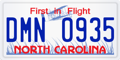 NC license plate DMN0935