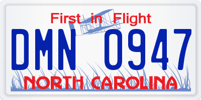 NC license plate DMN0947