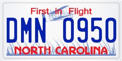 NC license plate DMN0950