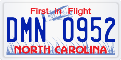 NC license plate DMN0952