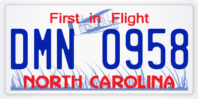 NC license plate DMN0958