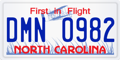 NC license plate DMN0982