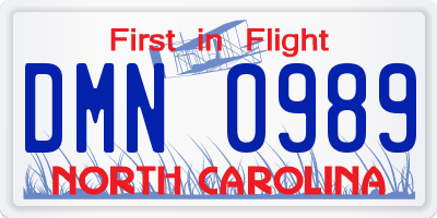 NC license plate DMN0989