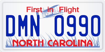 NC license plate DMN0990