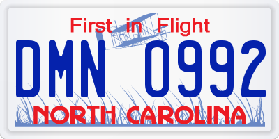 NC license plate DMN0992