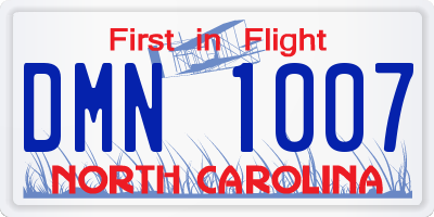 NC license plate DMN1007