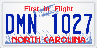 NC license plate DMN1027