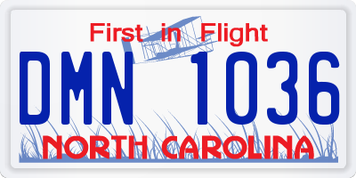 NC license plate DMN1036