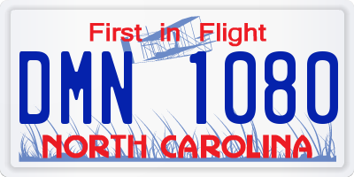 NC license plate DMN1080