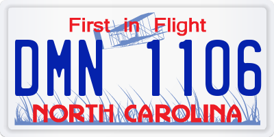 NC license plate DMN1106