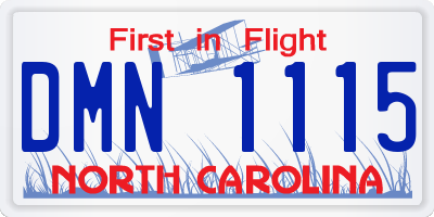 NC license plate DMN1115