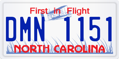 NC license plate DMN1151