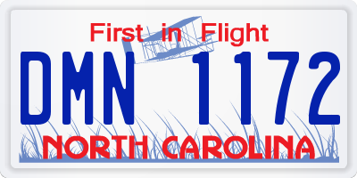 NC license plate DMN1172